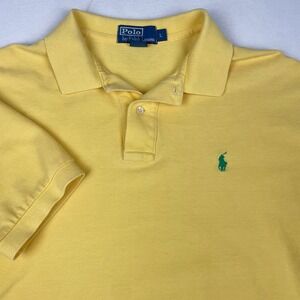 Polo Ralph Lauren Mens Large Yellow Pique Short Sleeve Pony Logo Polo Shirt